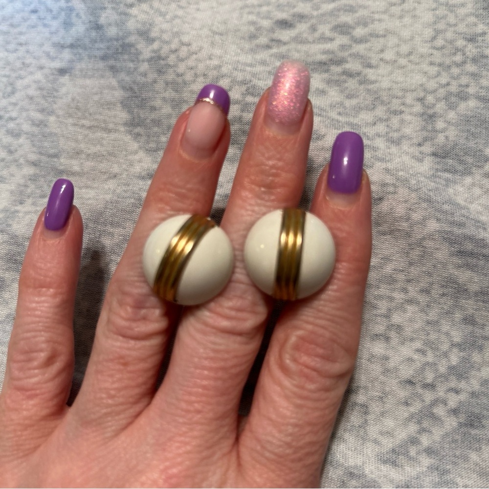 Napier Gold and White Earrings clip on adjustable